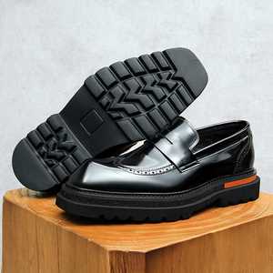 Zapatos de Vestir Formales de Negocios para Hombre, Estilo Británico Retro, Brocado Grabado, Punta Cuadrada, Cuero, Talla Grande, Transpirables, Color Negro, para Boda - Product Image 3
