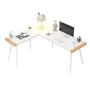 White Modern L Shape Office Working Computer Desk Home Office Desk