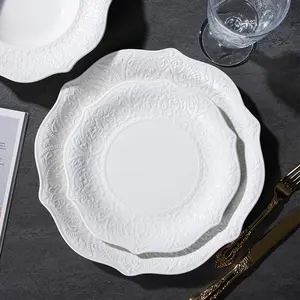 P T Japanese And Korean Style 8 Inch Steak Flat Plate Porcelain Dinnerware Ceramic Dinner Plate