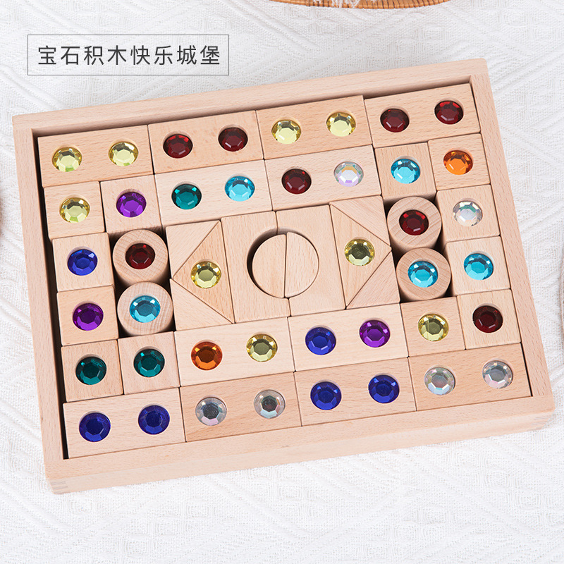 WZMM-Bloques de construcción de piedras preciosas Happy Castle 50PCS Opaco