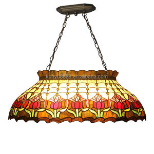 Lámpara Colgante Tiffany de 32 Pulgadas, Hecha a Mano, con Vidrio de Colores, Diseño de Flor de Tulipán, para Comedor, Sala de Estar, Decoración de Pasillo - Product Image 1