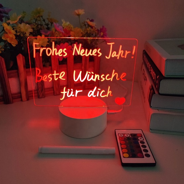 Message Board Lamp With 7 Colors Erasable Markers Rewritable Light Board for Desk Kids Bedroom Sleep Led Night Light Room Decor