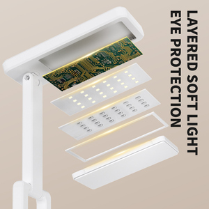 휴대용 USB 충전식 LED 책상 램프 디 밍이 가능한 사각 그늘 야간 조명 3 색 온도 ABS 바디 유연한 현대 DC 용 - Product Image 5