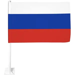 Hot Sales Russia Car Window Flag Outdoor Of Russians With Pole Can Be Clipped 18 X 12 Inch For Sport Festival Decoration