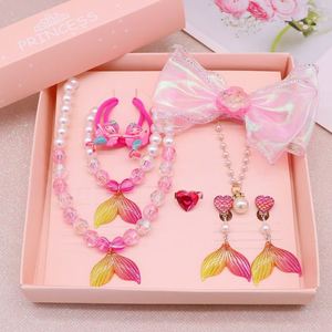 New Children Mermaid Hairpin Promotional Gift Set <b>Cute</b> Cartoon Girl Necklace Jewelry Handmade Advertising Promotion - Product Image 4