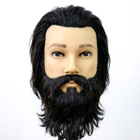 Tête de mannequin pour coiffure masculine, avec barbe blanche, en poils naturels, faite à la main, pour la coupe, la coloration, le décoloration et le tressage
