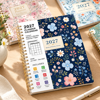 Bestseller Blumenmuster A5 Tragbarer Planer Notizbuch Tagebuch, Geschenk für Frauen, 158x213mm Wöchentlicher Monatlicher Spiral-Terminplaner, Geschenkbox, Leicht zu Transportieren