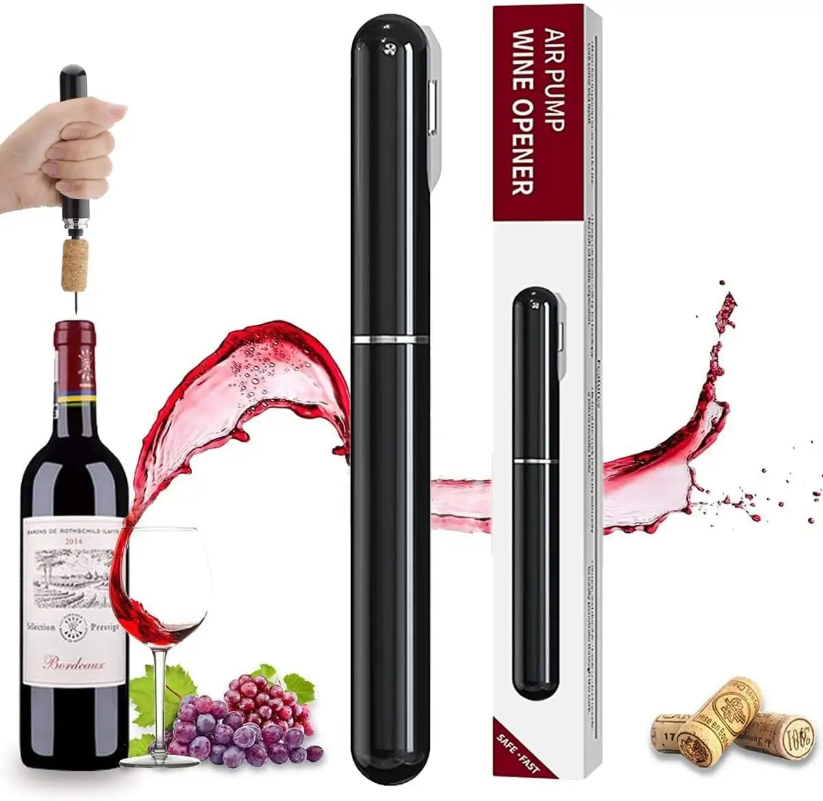 2-in-1-Luftdruck-Weinöffner mit Folien schneider, Luftpumpen-Wein öffner