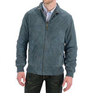 Chaqueta de Cuero de Vacuno de Alta Calidad KLJM10, con Cuello Alto de Lona, Costuras de Diamante, Transpirable y Resistente al Viento para Hombre, Primavera - Product Image 1