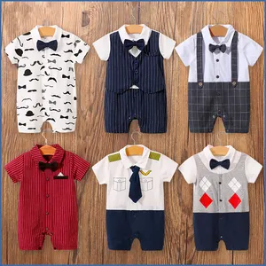 宝宝婚衣绅士服装新生儿100% 棉质短袖男童设计师服装婴儿男童连身衣