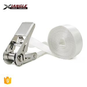 1 Inch 25mm <strong>White</strong> 304 Stainless Steel 800kgs <strong>Cargo</strong> Lashing Tie Down Ratchet Straps for Car Transportation - Product Image 2