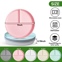 Assiettes divisées en plastique incassable, écologiques et personnalisables, pour enfants et adultes, 9 pouces, rondes, pour le contrôle des portions - Vente en gros