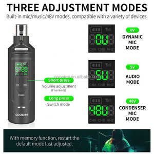 Adaptateur de microphone sans fil XLR MIM-MD2 avec alimentation fantôme 48V intégrée, émetteur-récepteur UHF, portée 80M <span class=keywords><strong>pour</strong></span> la scène - Product Image 3
