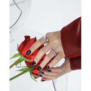 WMJB121 Anillos de Esmalte de Flujo Ancho Irregular Ajustables para Mujer S925 Anillos Circulares de Plata Esterlina - Product Image 5