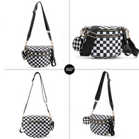Sac banane tendance en nylon pour femme, grande capacité, motif à carreaux, sac bandoulière de créateur, sac à bandoulière de luxe pour femme