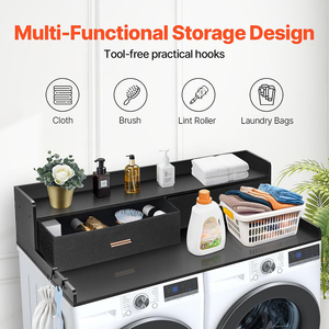 2 cassetti portabiancheria in legno con 2 ganci copriscarpe antiscivolo per lavasciuga - Product Image 4