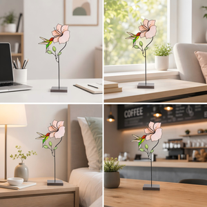 Maßgefertigtes Art Deco Buntglas Blumen- und Vogel-Untersetzer-Set Handgefertigt YAPPIE HD-0111 Guangdong Wohndekor Jubiläum - Product Image 4