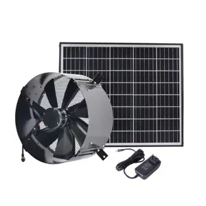 40W 14in ches Solar Powered Panel Wall Ventilation DC Motor Brushless Ventilating Exhaust Vent Extractor Fan