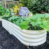GNEE GN-PR Bac à légumes surélevé rectangulaire en acier galvanisé pour la maison, pour légumes, fleurs et herbes, design moderne, noir/blanc