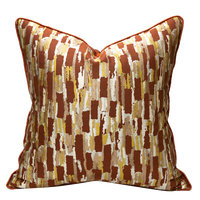 Housse de coussin jacquard à motif abstrait de style nordique moderne pour canapé, housse de coussin rayée jaune pour salon