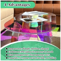 Table d'appoint ronde en acrylique colorée, table basse irisée transparente pour salon et chambre