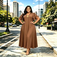 Robe de soirée décontractée coupe régulière colorblock été 2026, manches cloche africaines, boutons métalliques, pour femme, grande taille, en polyester