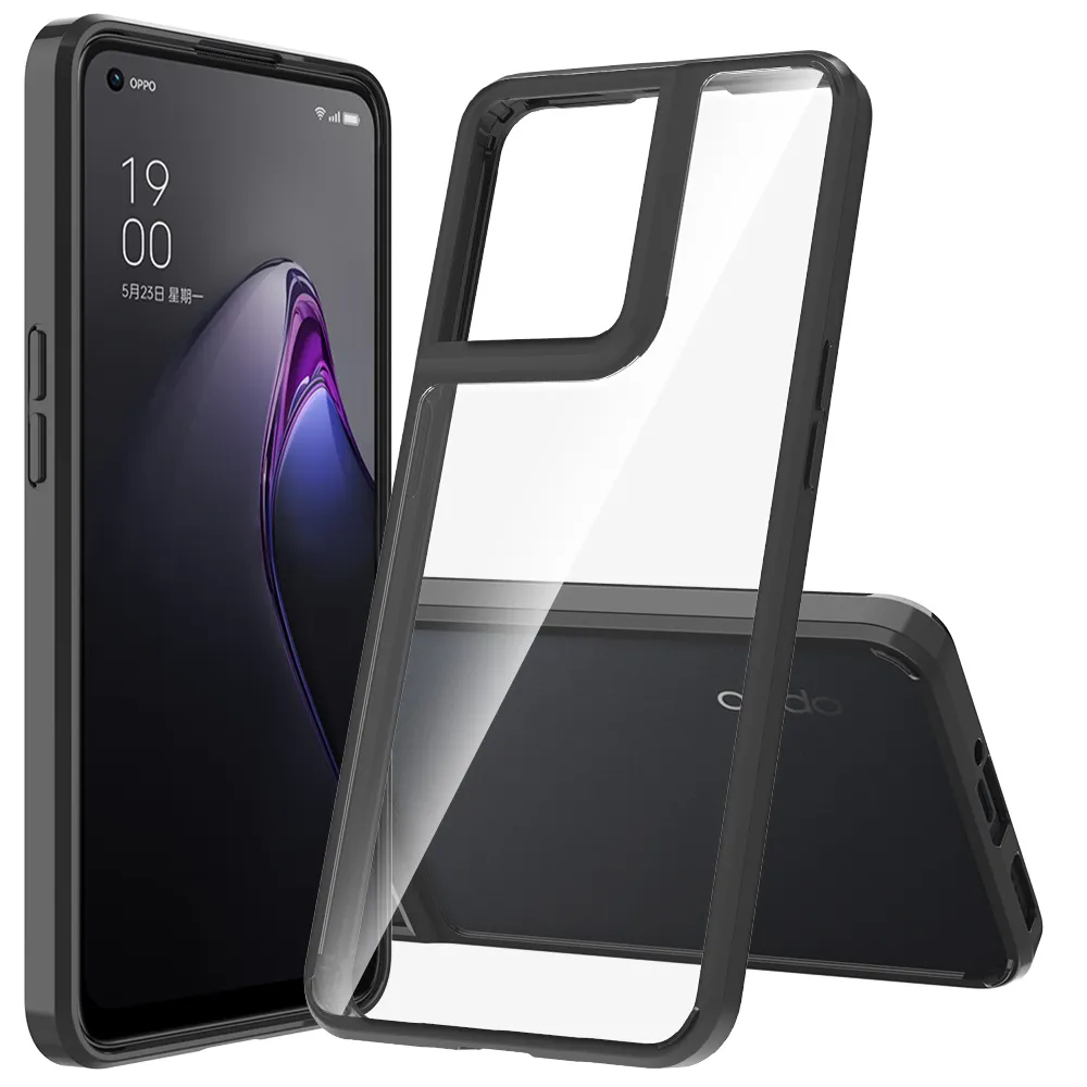 Wholesale Phone Covers for OPPO Reno 8,Clear Acrylic and Soft TPU Case for OPPO Reno 8