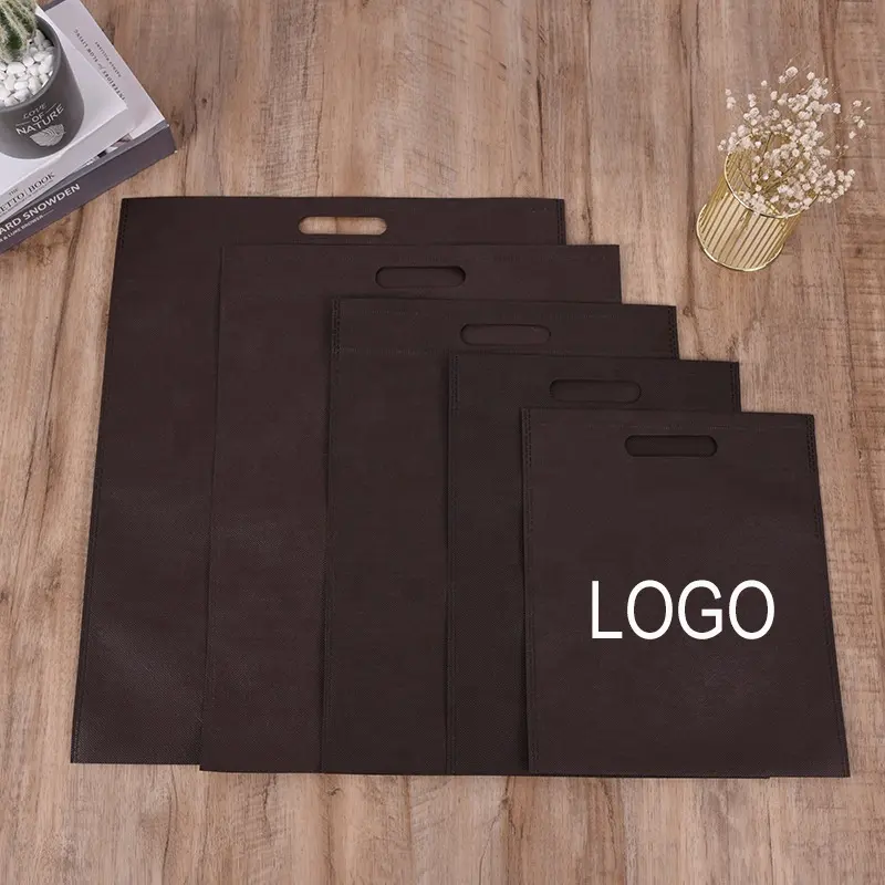 wholesale custom logo eco friendly blank reusable shopper Non Woven tote bag grocery shopping flat Die Cut bag