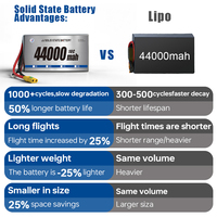 Batterie de drone 6S 8S 16S 24S 40000 mAh 44000 mAh, grande capacité, batterie HV à semi-conducteurs personnalisée pour aéronef UAV