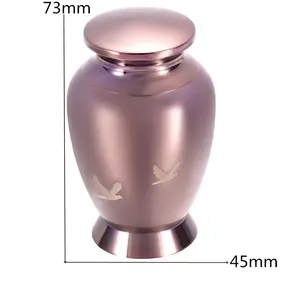 Coffee Gold Cremation Urn with bird engraved for Human Ashes Small Adult/ Pet memorial Casket Keepsake Stainless Steel Jewellery