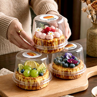 Boîte d'emballage transparente anti-graisse pour cheesecake basque de 4 pouces, avec bords surélevés, pour desserts à emporter, vente ambulante et usage domestique