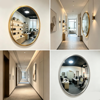 Miroir mural Art Déco en acrylique convexe de luxe de 16 pouces avec cadre doré pour la décoration intérieure d'hôtel/café, cadeau d'anniversaire
