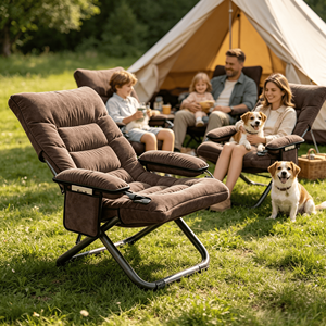 Fauteuil inclinable moderne, réglable, portable, rembourré et pliable <span class=keywords><strong>avec</strong></span> <span class=keywords><strong>accoudoirs</strong></span> et poche latérale, <span class=keywords><strong>chaise</strong></span> <span class=keywords><strong>de</strong></span> loisirs <span class=keywords><strong>pour</strong></span> mobilier d'extérieur et camping - Product Image 2