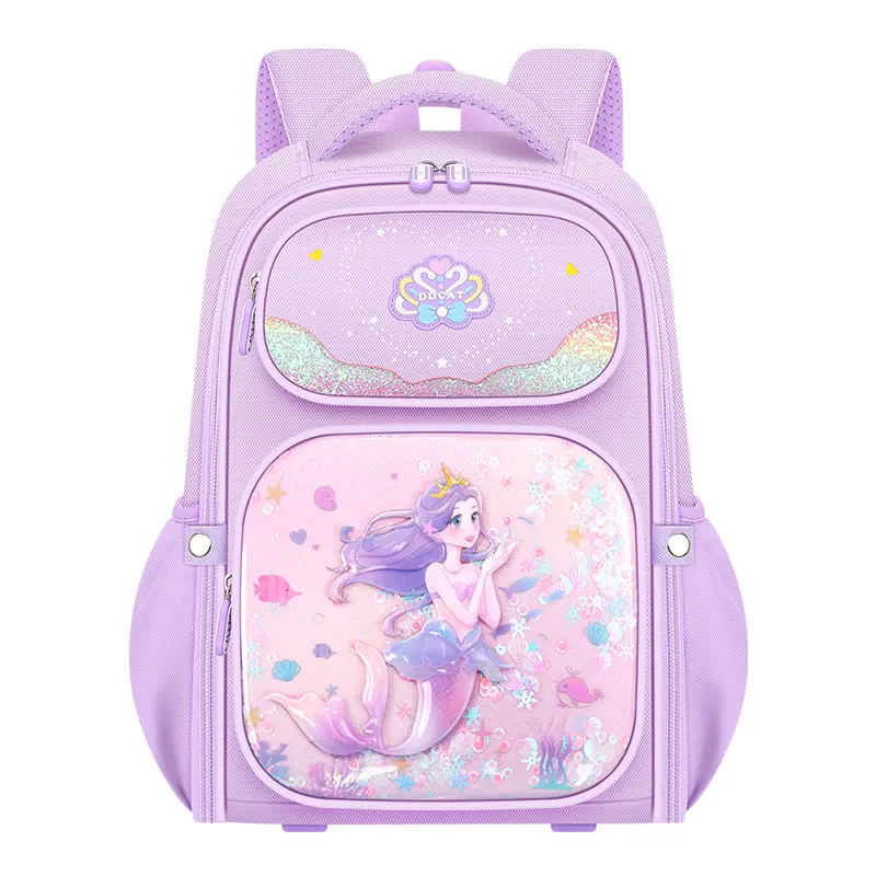 Conjunto de mochila de estudiante personalizada, mochilas de calidad con gorra grande para mujer, mochilas grandes con estampado rosa púrpura para niños