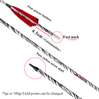 ID6.2mm pur carbone tir rapide 4 pièces plumes Sp300 400 600 zèbre peau flèches classique arc traditionnel chasse et tir