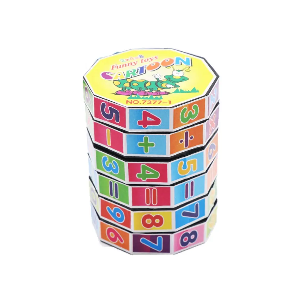 Hot sale Creative Kids Math Counting Toys Educational Arithmetic Cylindrical Match Cube Digital Puzzle Game Numbers Magic Cube