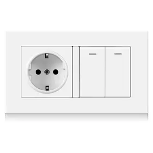 Hot Sale EU Standard 2-Gang LED Switches German Type Wall Power Socket Double Pole Switch 16A Max. Current 250V Max. Voltage