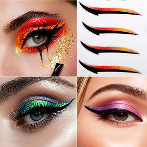 48 זוגות מדבקות אייליינר רב צבעוניות להדבקה עצמית, מדבקות צלליות לעיניים, קעקוע עפעפיים כפולות, אפקט עיניים גדולות, איפור עיניים לבמה - Product Image 6