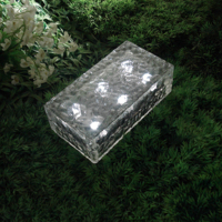 IP65 luci da esterno in cristallo impermeabile per esterni luci da giardino a LED in vetro percorso in mattoni di ghiaccio luci solari interrate