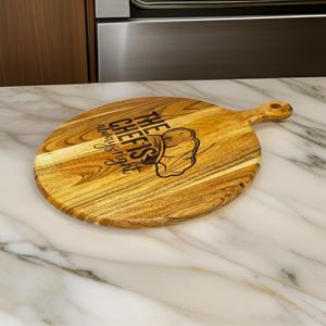 Tabla de cortar redonda de madera con asa, tabla de picar de madera grabada para chef, tabla para servir para uso en la cocina - Product Image 5
