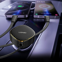 LDNIO C107 Chargeur rapide pour voiture Adaptateur LED Affichage numérique Allume-cigare pour voiture Chargeur de téléphone Cordon USB Chargeur de téléphone
