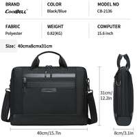 CoolBELL Sac à bandoulière pour ordinateur portable 15,6 pouces, imperméable, en polyester, grande capacité, sacoche durable de haute qualité, vente chaude