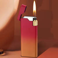Nouveau briquet à roue mince en métal portable personnalisé, briquet à logo personnalisable au gaz butane, mini allume-cigare, cadeau