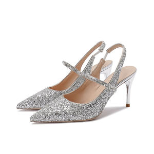 Sandali <span class=keywords><strong>eleganti</strong></span> con tacco alto da donna estivi Peep Toe Fashion <span class=keywords><strong>tacchi</strong></span> sottili scarpe da donna <span class=keywords><strong>tacchi</strong></span> 8cm <span class=keywords><strong>argento</strong></span> - Product Image 1