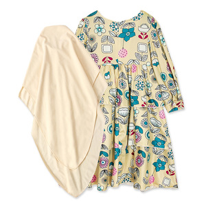 Vestido y Traje con Hiyab con Estampado Floral <span class=keywords><strong>para</strong></span> <span class=keywords><strong>Niñas</strong></span> de 1 a 3 Años, Abayas <span class=keywords><strong>para</strong></span> <span class=keywords><strong>Niñas</strong></span> Musulmanas, Otoño, Primavera, Verano - Product Image 3
