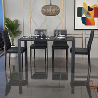 Ensemble de table à manger de restaurant avec plateau en verre trempé noir fabriqué en Chine