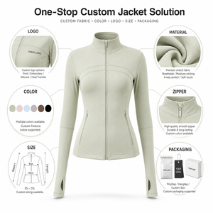 Chaqueta de Yoga Ligera y Transpirable para Mujer, Cuello Alto, Cierre Frontal con Cremallera, Corte Ajustado, Resistente a las Arrugas, Manga Tres Cuartos - Product Image 2
