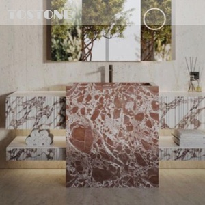 Tostone 2026 Ventes Flash : Meuble-lavabo en marbre rouge naturel Rosa Levanto pour la décoration minimaliste de la maison, du salon et du bureau - Product Image 6