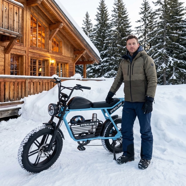 Winter Grip Retro Electric Fat Tire Bike with Hydraulic Disc Brakes, Snow Street Cruiser for Cold Weather Riding