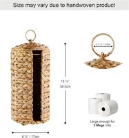 Panier de rangement pour papier toilette en jacinthe d'eau avec couvercle, accessoires de salle de bain, organisateur pour le rangement et l'organisation à domicile